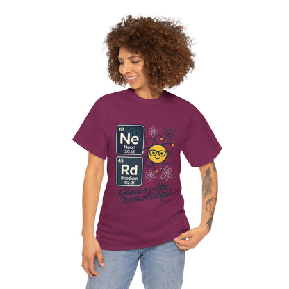 Funny Womens Nerd T-Shirt, NeRd Periodic Table Shirt, Glowing Knowledge Tee, Science Lover Gift, Chemistry Shirt, STEM Apparel, Science Tee