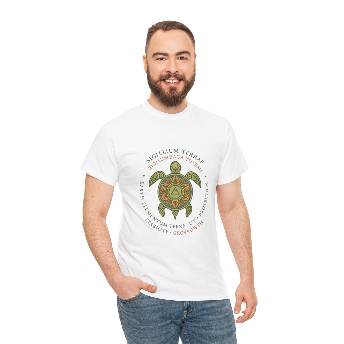 Earth Totem Turtle Unisex T-Shirt, Sigillum Terrae Symbol, Elemental Growth Unisex Tee, Spiritual UV Protection Shirt, Nature Symbol Gift