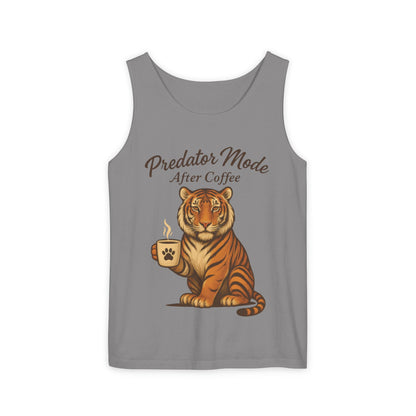Predator Mode After Coffee Tank Top - Funny Coffee Lover Mens Muscle Tank - Tiger Caffeine Gym Shirt - Morning Motivation Top