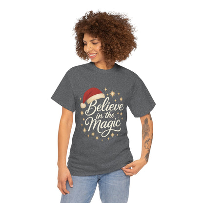 Believe in the Magic Christmas Women's Shirt, Santa Hat Holiday Tee