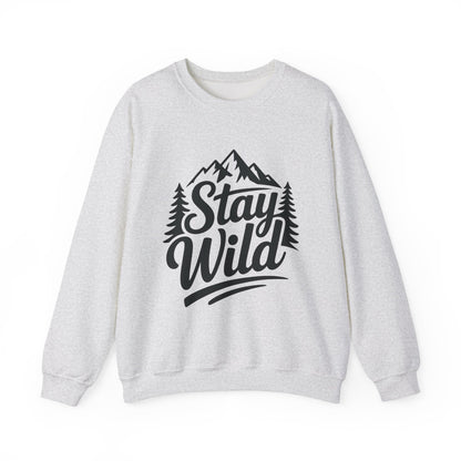 Stay Wild Unisex Crewneck Sweatshirt, Cozy Casual Wear for Adventurers, for Nature Lovers, Mountain Nature Unisex Crewneck Sweatshirt