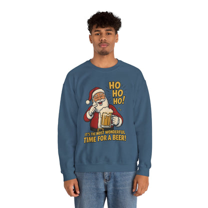 Funny Santa Beer Christmas Sweatshirt, Men's Holiday Pullover, Men's Heavy Blend™ Crewneck Sweatshirt