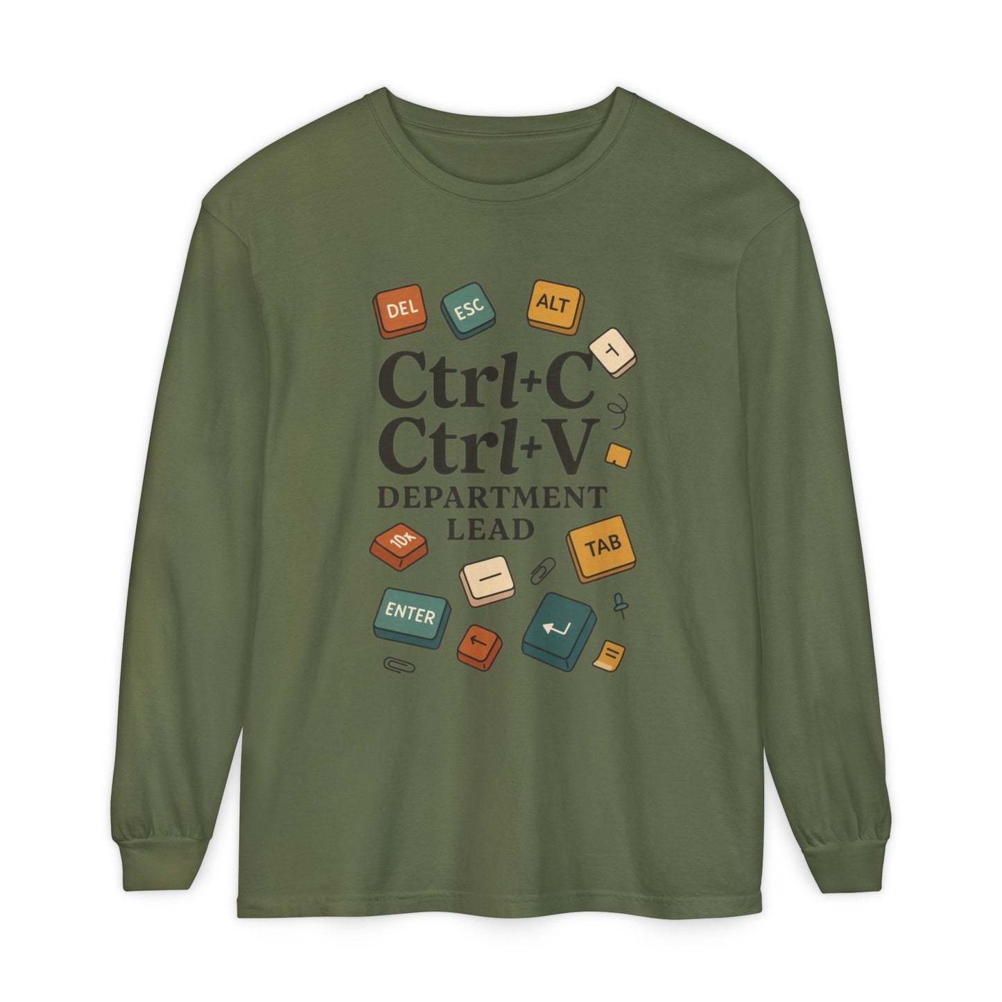 Graphic Long Sleeve Tee, Ctrl+C Ctrl+V Department Lead, Funny Office Humor Shirt, Programmer Gift, Tech Nerd Tee, IT Department Apparel