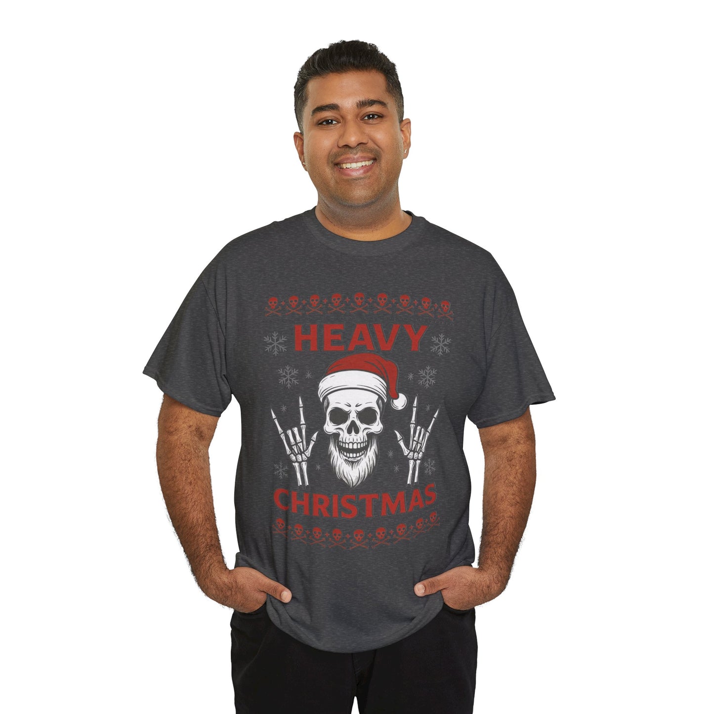 Heavy Christmas Sweatshirt, Metal Santa Skull Holiday Pullover for Men