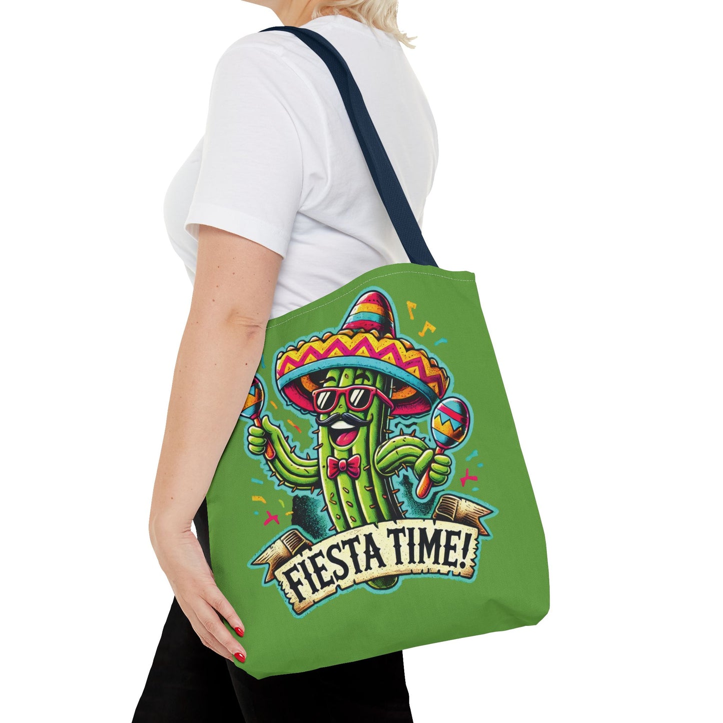 Fiesta Time Cactus Tote Bag, Funny Mexican Party Gift, Sombrero Maracas Print, Cinco de Mayo Bag, Summer Festival Tote, Beach Bag, Shopping