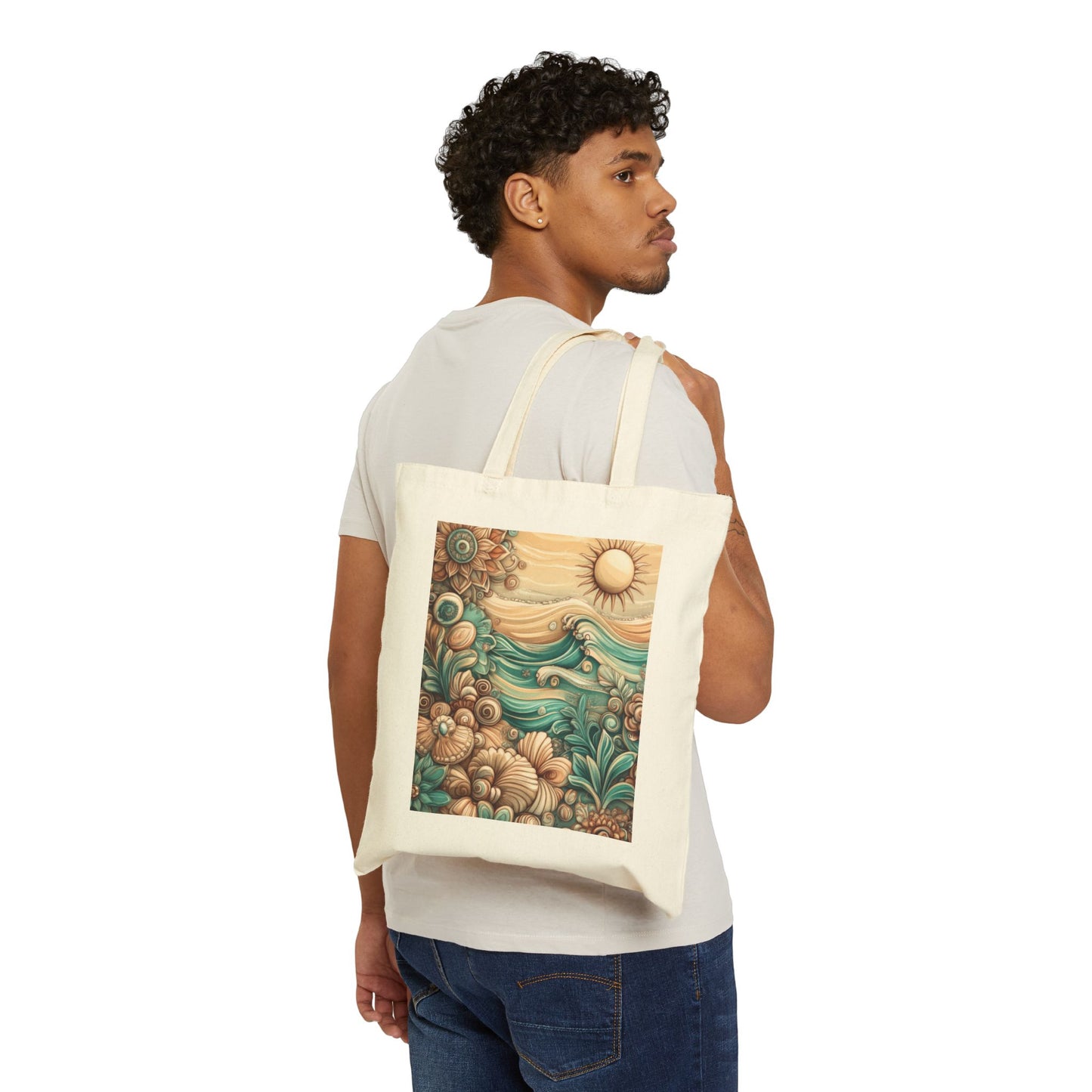 Bohemian Tote Bag, Eco-Friendly Cotton Canvas Bag, Beach Tote, Shopping Bag, Gift for Her, Summer Accessory