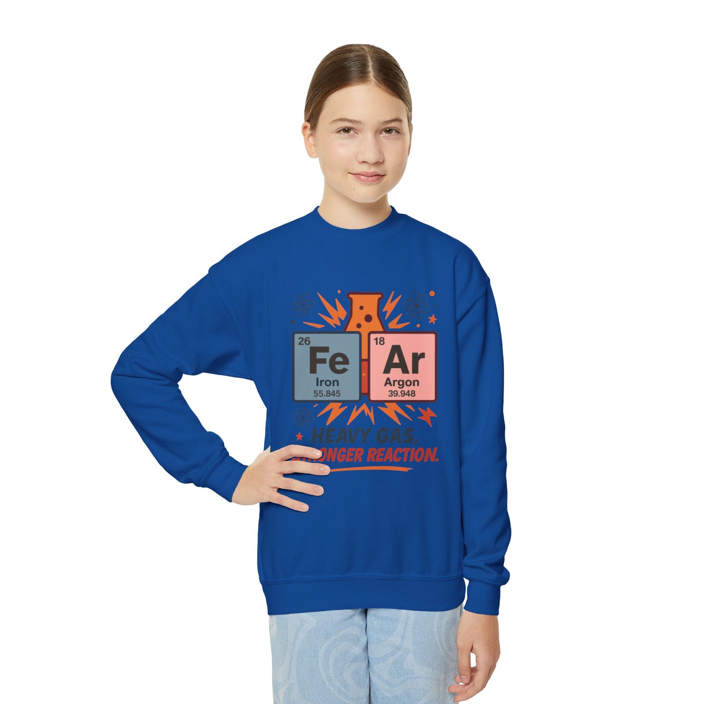 Youth Science Sweatshirt for Kids, Funny Chemistry Gift, Heavy Gas Reaction Crewneck, Science Class Apparel, Educational Sweater