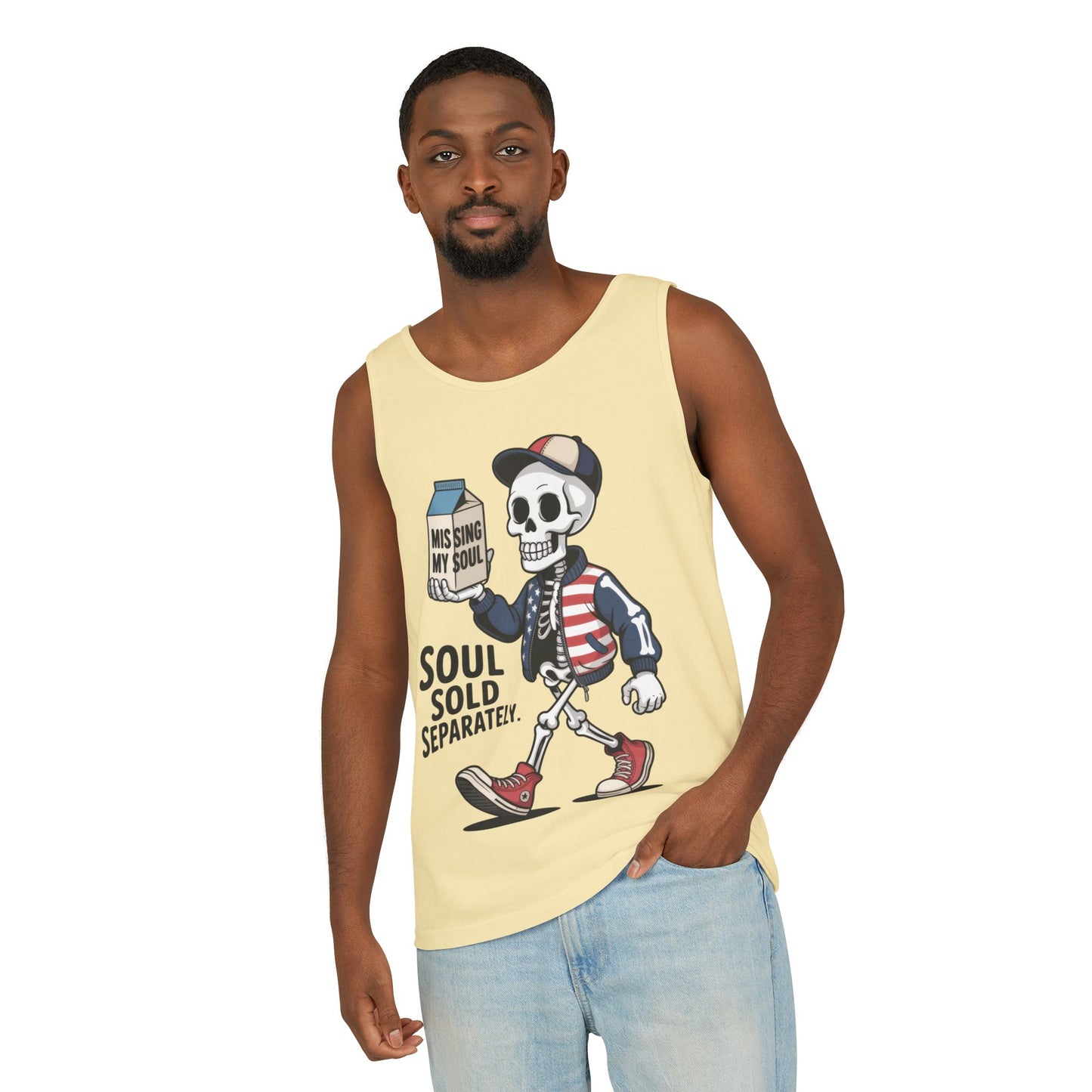 Funny Skeleton Tank Top, Soul Sold Separately Muscle Tee, Missing My Soul Graphic Shirt, Gothic Streetwear Workout Top