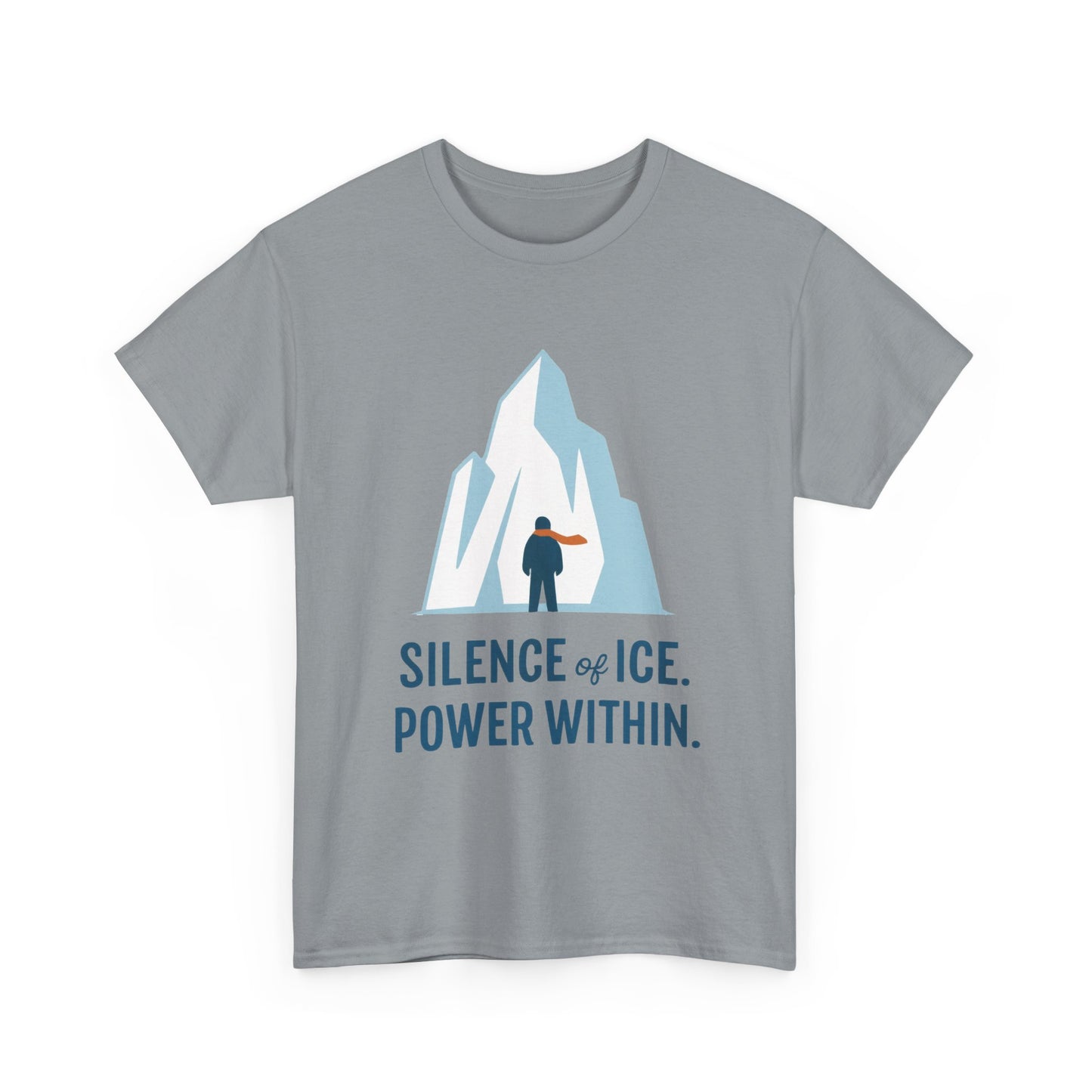 Silence of Ice Power Within Mens T-Shirt,  Minimalist Nordic Iceberg Graphic Tee