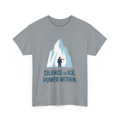 Silence of Ice Power Within Mens T-Shirt,  Minimalist Nordic Iceberg Graphic Tee