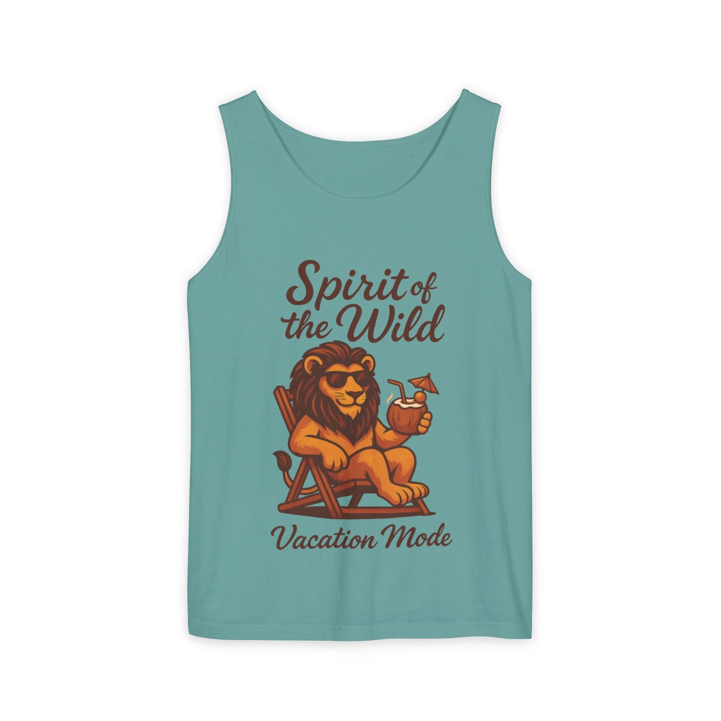 Spirit of the Wild Lion Tank Top - Vacation Mode Funny Summer Sleeveless Shirt for Men, Summer Wear, Graphic Tees, Beach Outfit