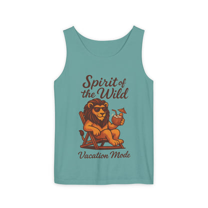 Spirit of the Wild Lion Tank Top - Vacation Mode Funny Summer Sleeveless Shirt for Men, Summer Wear, Graphic Tees, Beach Outfit