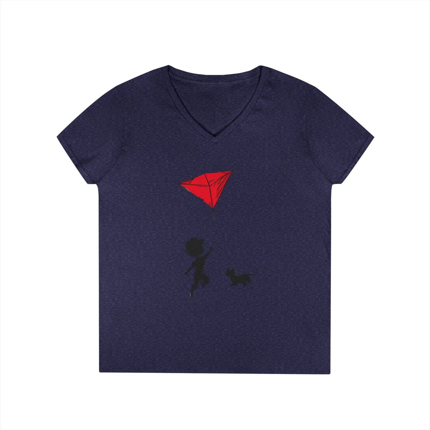 Cat Lover Girls' V-Neck T-Shirt, Gift for Birthday, Cat Lover T-Shirt, Cat Mom Gift, Gift for Kids and Animal Lovers