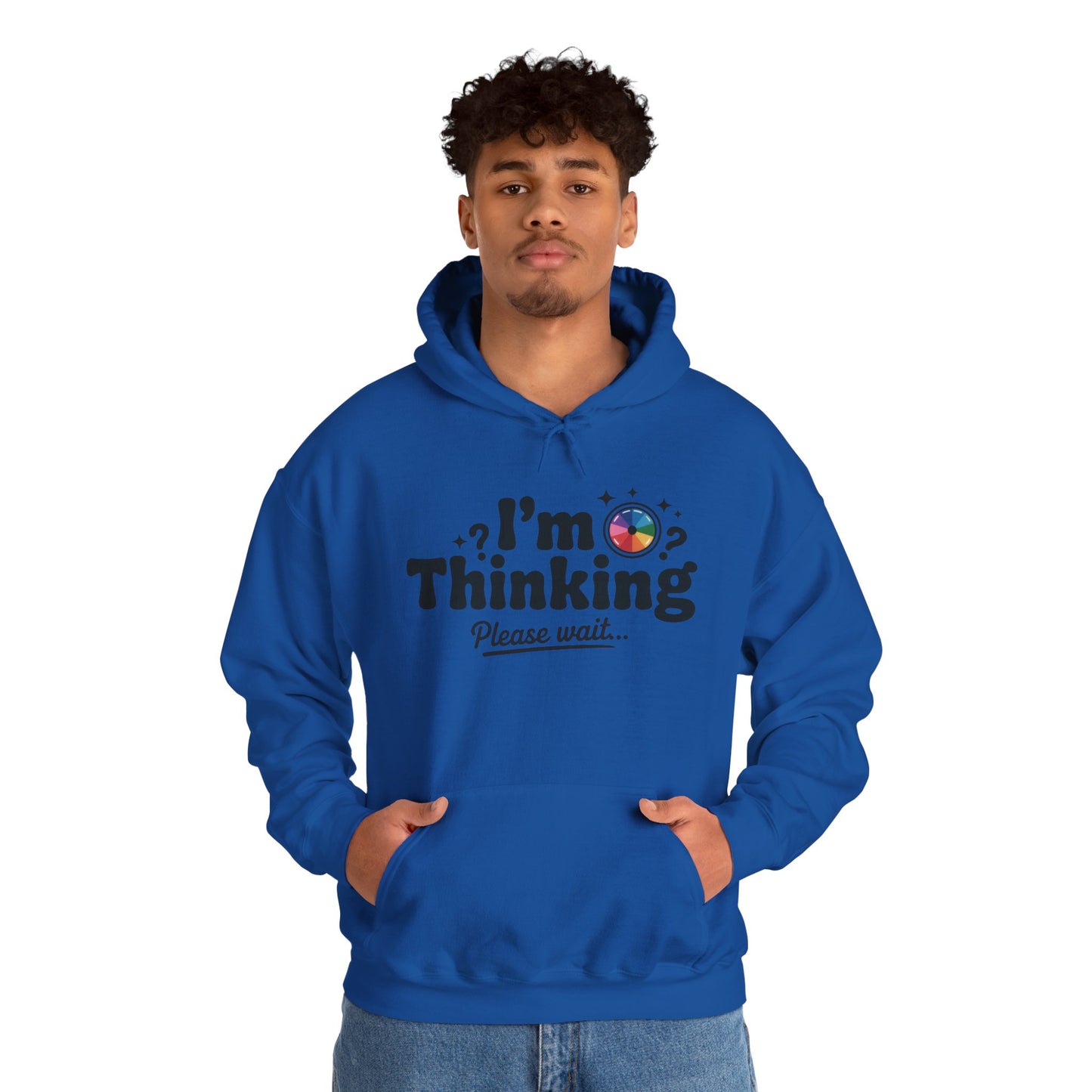 Funny - Im Thinking Please Wait - Mens Hoodie, Cute Geeky Gift for Introverts, Programmers, Designers, Fun Humor Hoodie, Gift for Adults