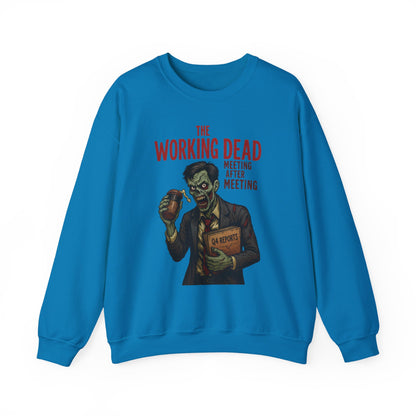 The Working Dead Men's Funny Zombie Sweatshirt, Office Humor Crewneck, Halloween Work Top