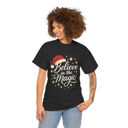 Believe in the Magic Christmas Women's Shirt, Santa Hat Holiday Tee