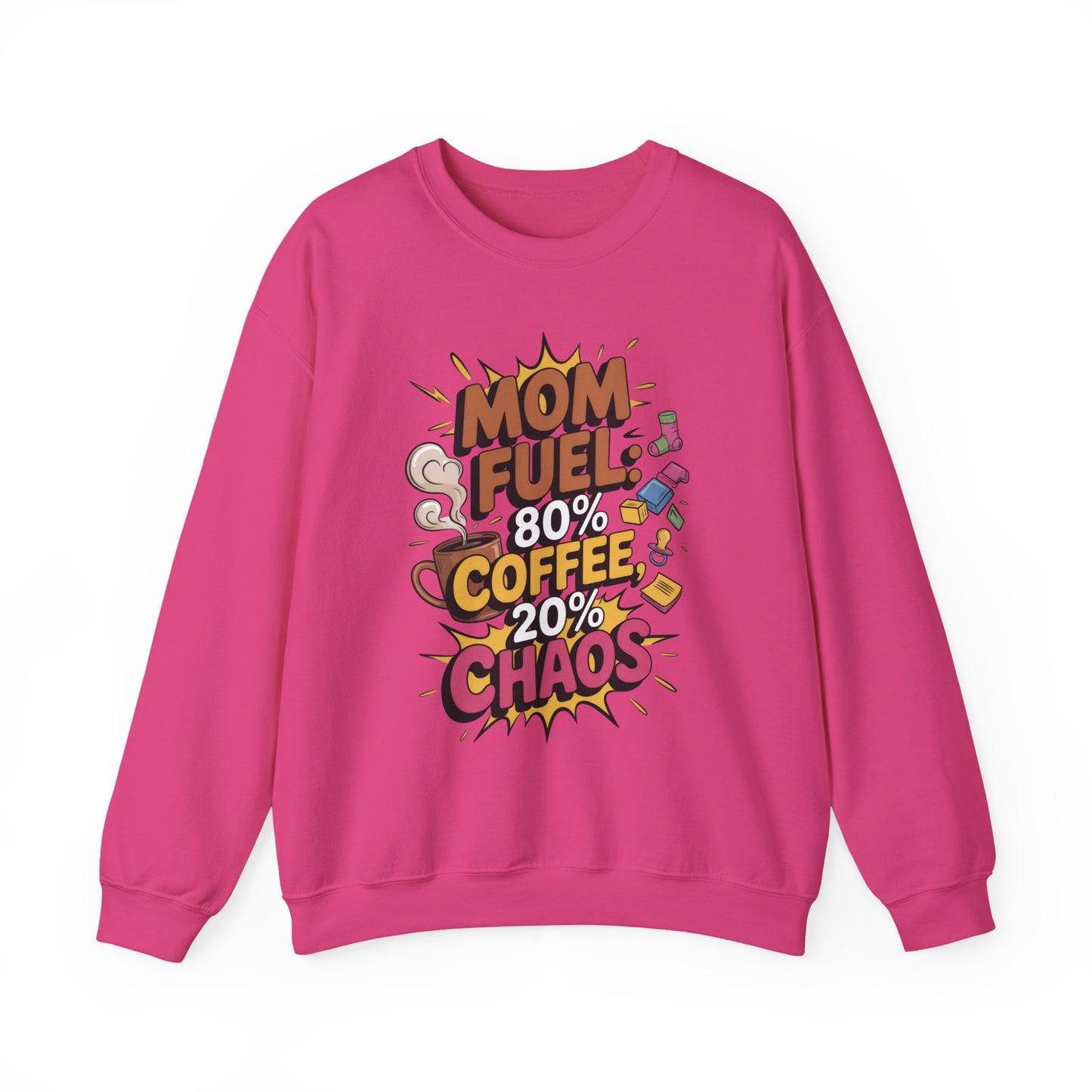 Funny Mom Fuel Sweatshirt, Perfect Gift for Moms, Chaos & Caffeine, Mother's Day Apparel, Funny Tired Mom Life Sweatshirt, Coffee Loving Mom