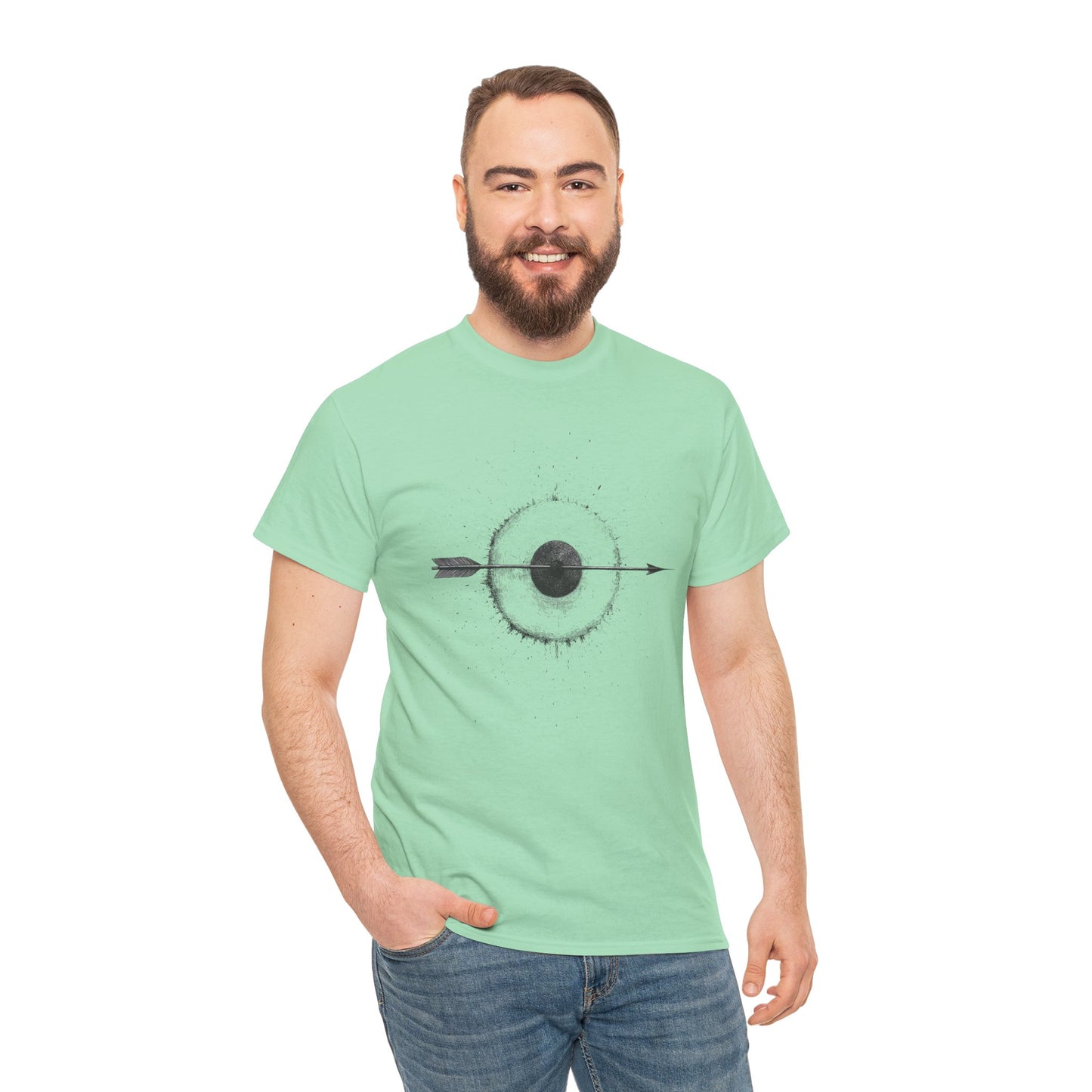 Artistic Arrow Graphic Unisex Cotton Tee, Motivational Shirt, Casual Wear, Gift for Him/Her, Trendy Fashion