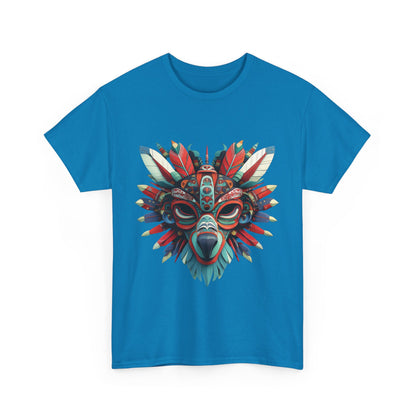 Tribal Wolf Mask T-Shirt, Colorful Native Spirit Animal Tee, Unisex Heavy Cotton Graphic Shirt, Boho Ethnic Festival Top,Gift for Art Lovers