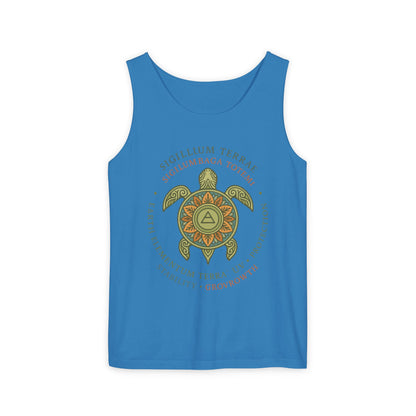 Earth Totem Turtle Womens Tank, Sigillum Terrae Symbol, Elemental Growth Tee, Nature-Inspired Tank Top with Protective Symbol, , Beachwear