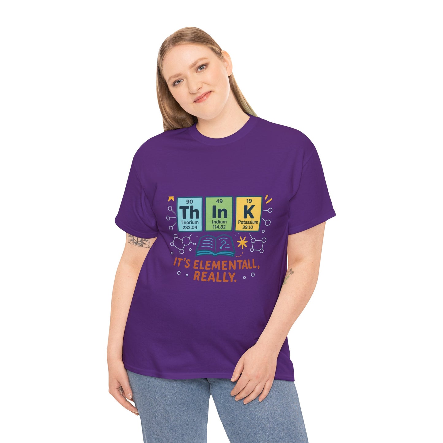 Smart Womens Science T-Shirt, THINK Periodic Table Tee, Funny Elemental Nerd Gift for Her, Graphic Tee for Science Lovers