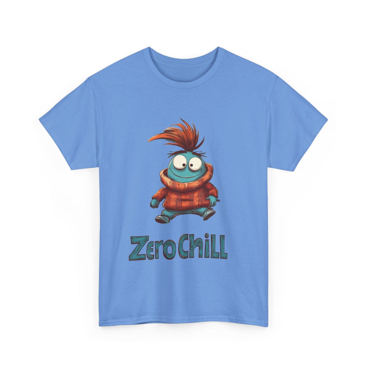 Zero Chill Funny Cartoon Character Tee, Quirky Cute Monster Shirt, Chill Vibes Humor Gift, Fun Cartoon T-Shirt, Chill Vibe Shirt