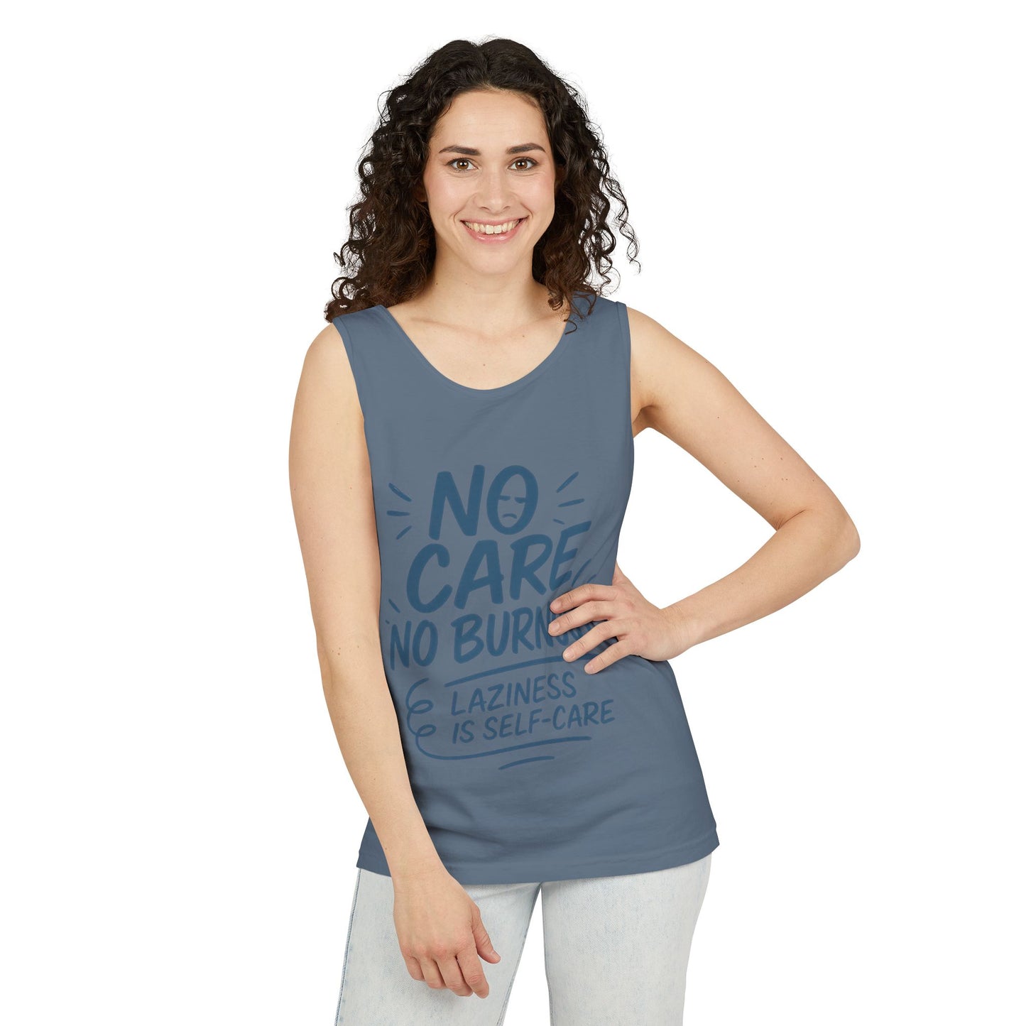 Mens Lazy Life Tank Top, No Care No Burnout Funny Quote, Workout Gym Sleeveless Shirt, Humor Gift for Him, Gift for Mental Health Awareness