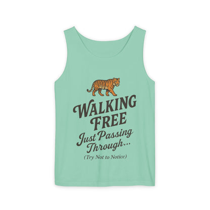 Walking Free Mens Tiger Tank Top, Funny Sleeveless Shirt - Wild Animal Summer Top, Mens Beachwear, Gift for Wild Life Lovers