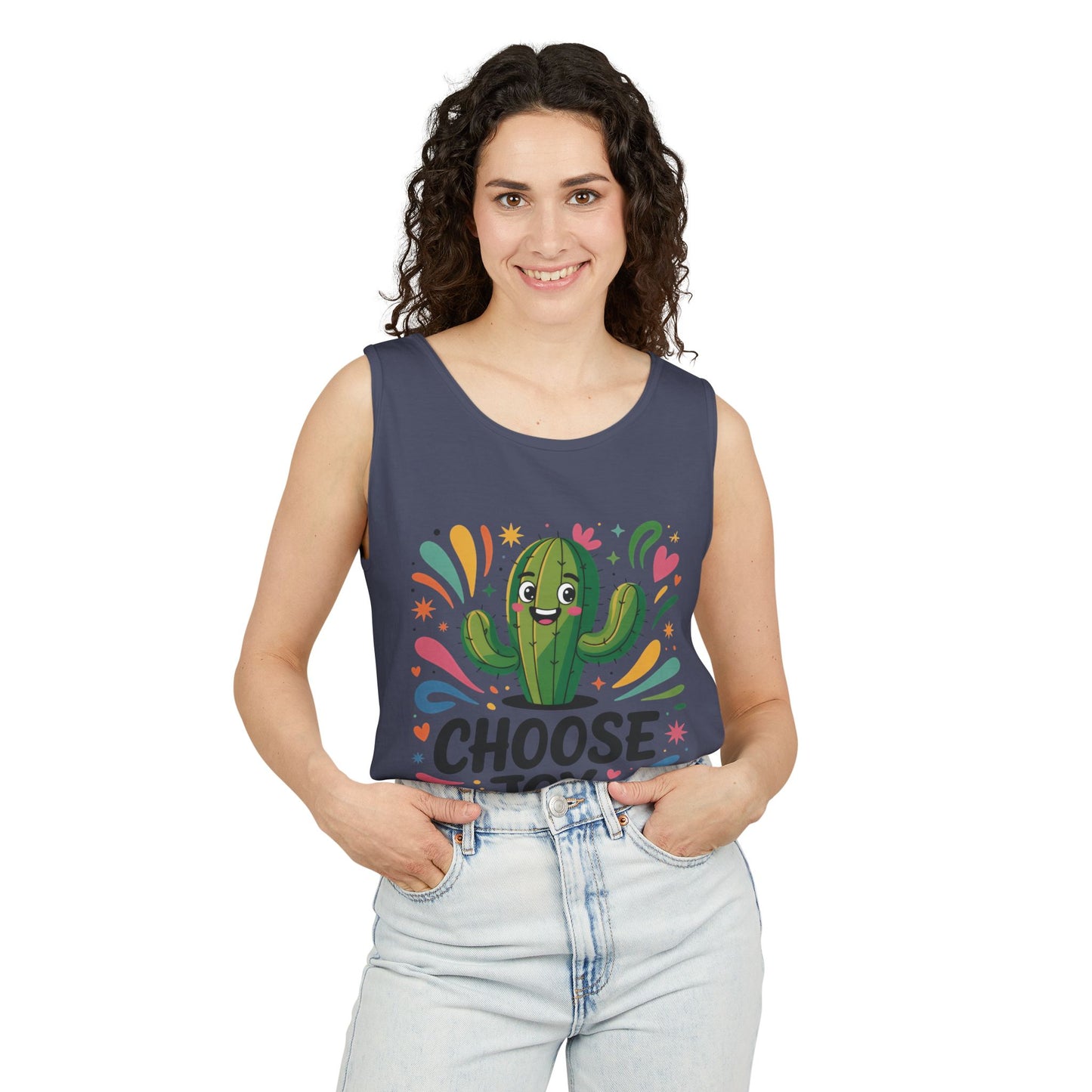 Joyful Cactus Womens Tank Top, Choose Joy Always, Summer Tank, Casual Wear, Gift for Friends, Trendy Top, Vacation Outfit