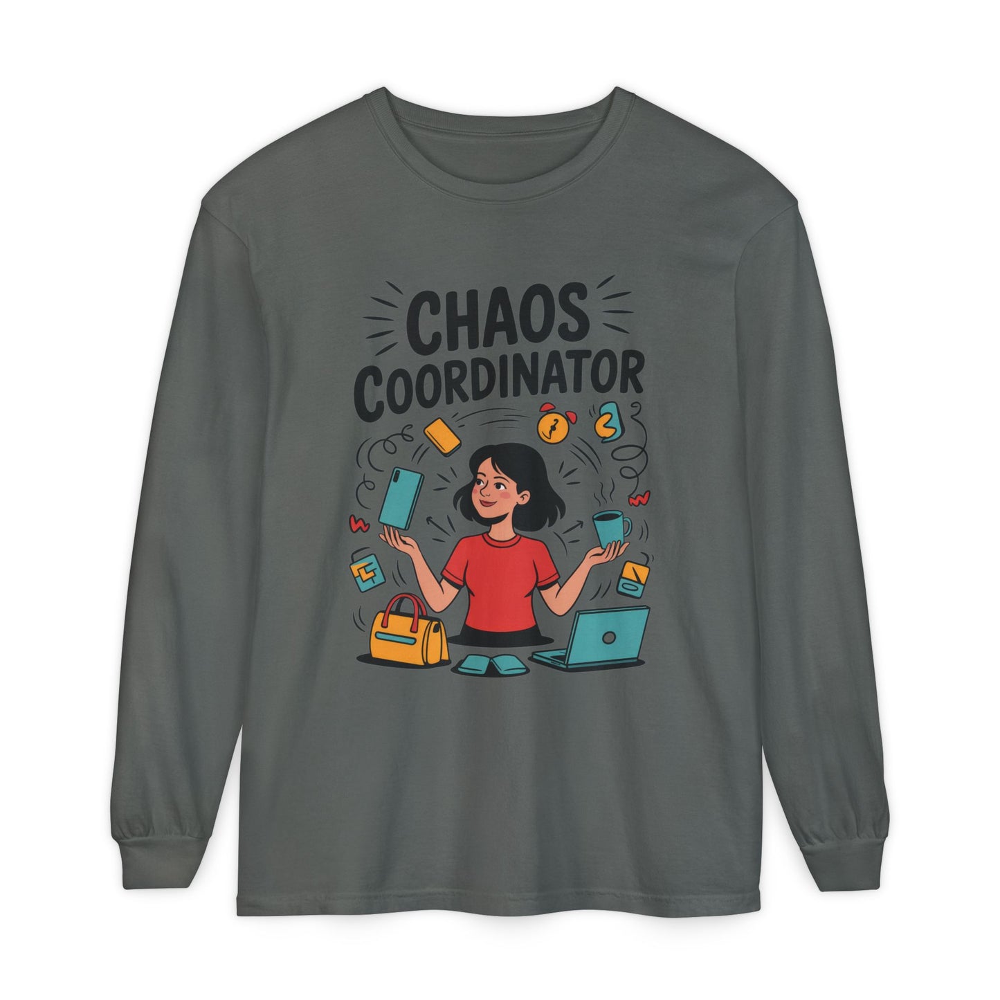 Chaos Coordinator Women's Long Sleeve, Mom Life Graphic Long Sleeve, Gift for Busy Moms, Multitasking Mom Gift, Cute Mother's Day Gift