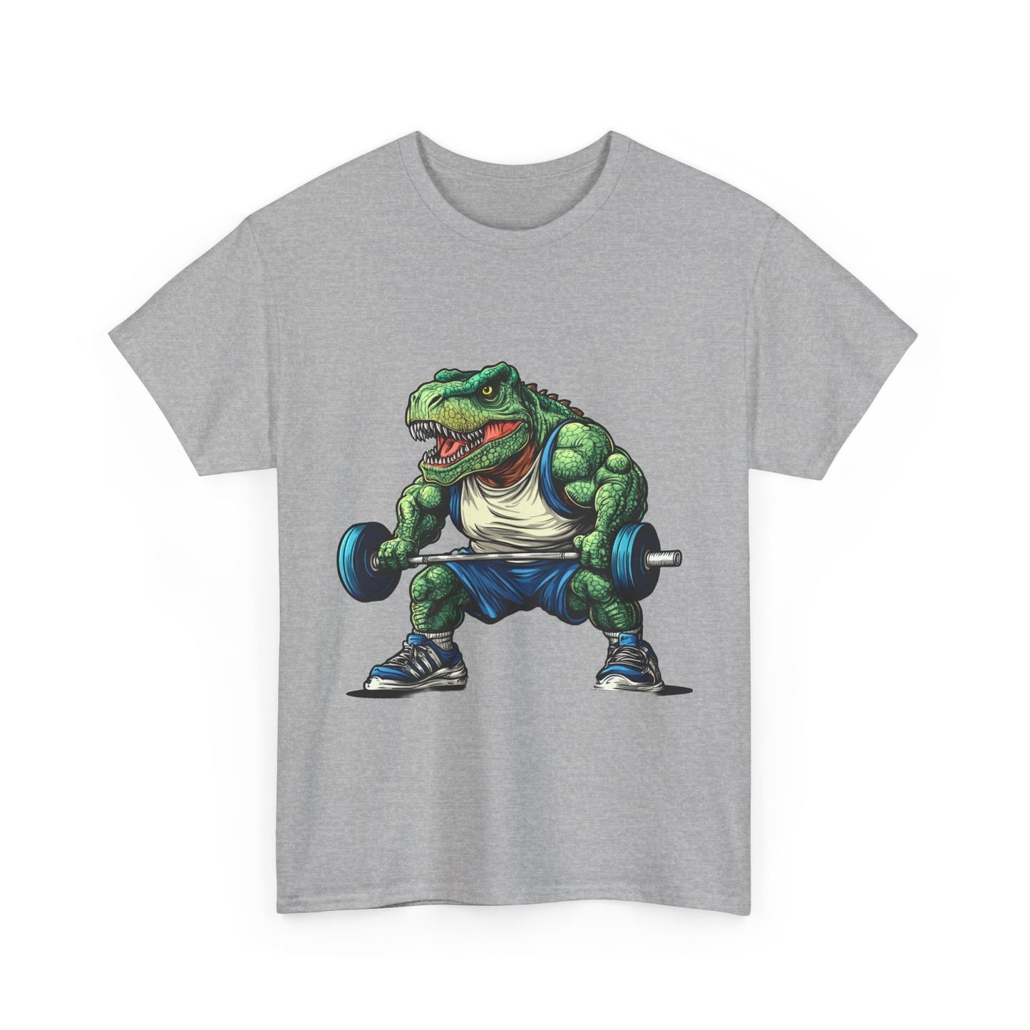 Dino Gym Tee, Muscle T-Rex Gym T-Shirt, Funny Men's Heavy Cotton T-Shirt,Fitness Gift for Gym Lovers, Cute Dinosaur Tee