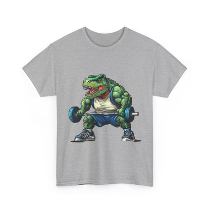 Dino Gym Tee, Muscle T-Rex Gym T-Shirt, Funny Men's Heavy Cotton T-Shirt,Fitness Gift for Gym Lovers, Cute Dinosaur Tee