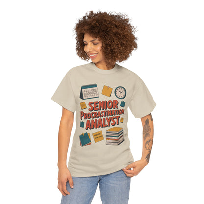 Senior Procrastination Analyst Tee, Funny Office Shirt, Gift for Graduates, Motivation T-Shirt, Humor Apparel, Job Humor Clothing