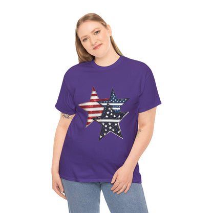 Patriotic Star Unisex Tee, USA Pride T-Shirt, Independence Day Outfit, All-American Style Shirt, Gift for Veterans, 4th of July Celebration