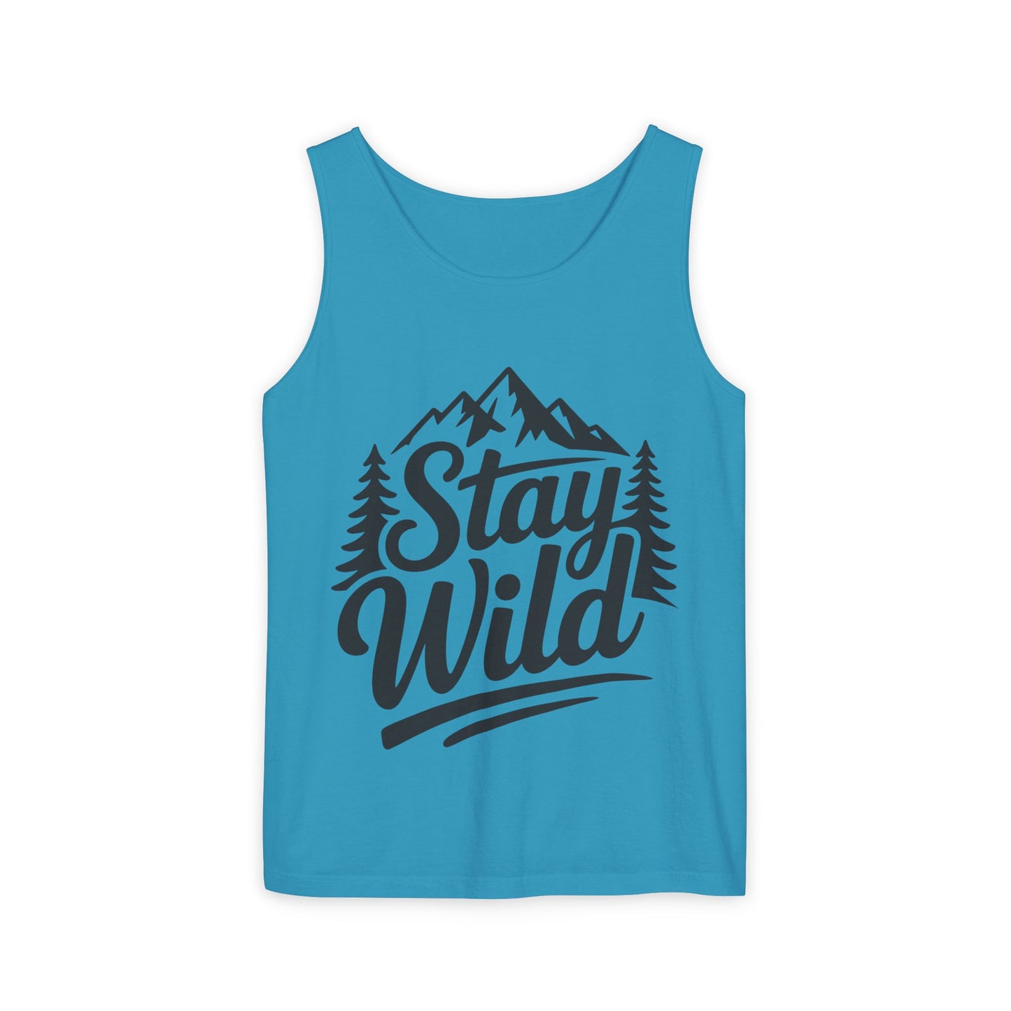 Stay Wild Garment-Dyed Mens Tank Top, Boho Summer Top, Adventure Shirt, Nature Lover Apparel, Gift for Hikers, Outdoor Clothing