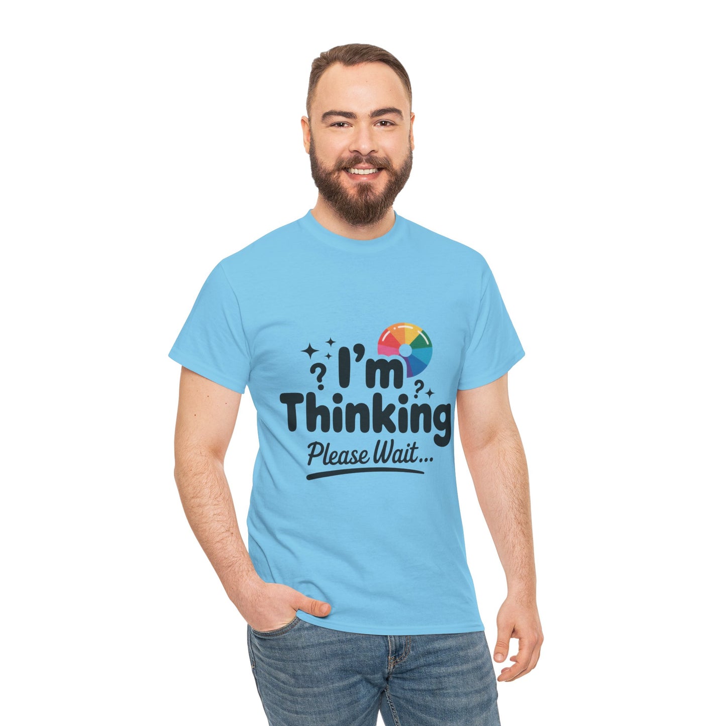 Funny - Im Thinking Please Wait - Mens T-Shirt, Cute Geeky Gift for Introverts, Programmers, Designers, Fun Humor Shirt, Gift for Adults