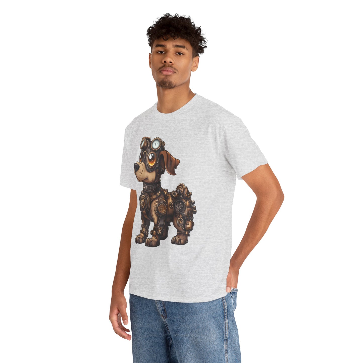 Cyberpunk Pup Design Mens Tee, Steampunk Dog Tee, Dog Lover Gift, Vintage Style, Fun Graphic Tee, Quirky Pet Apparel