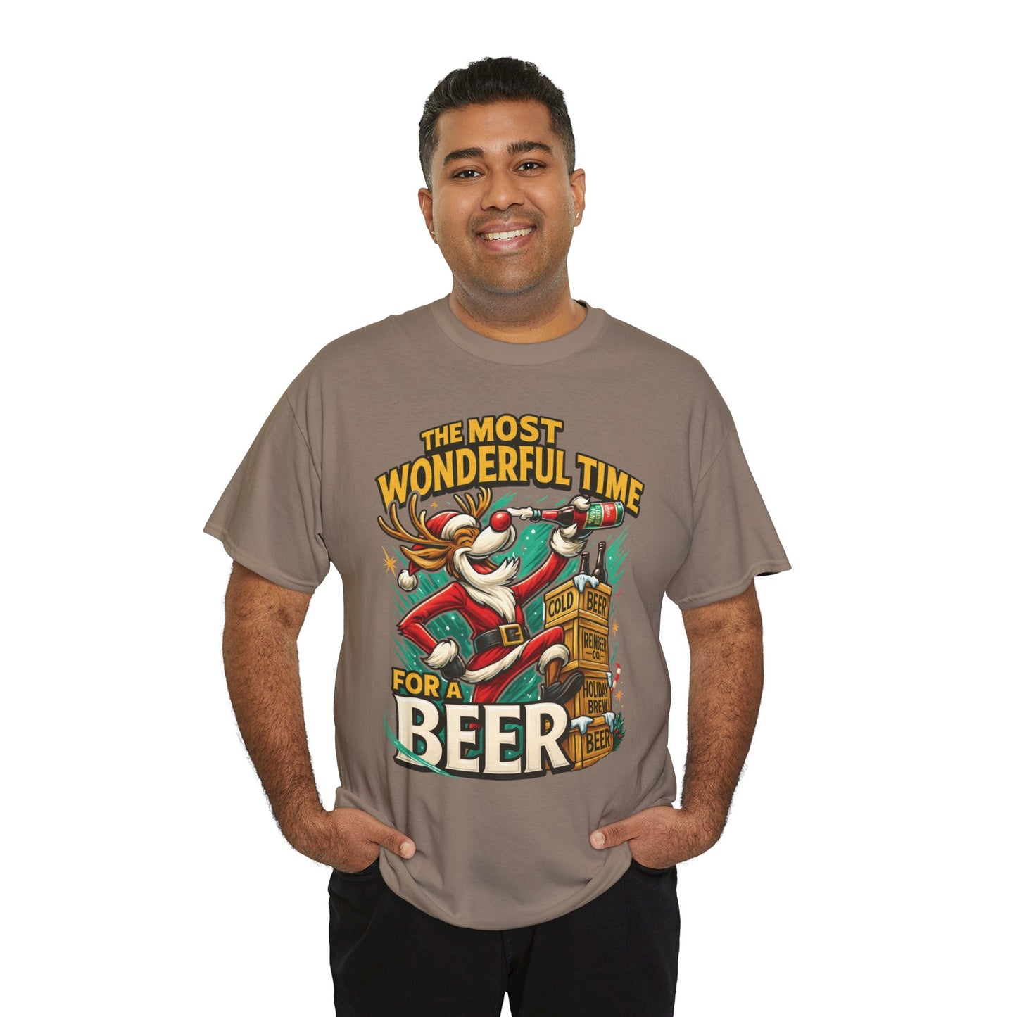 Funny Christmas Beer T-Shirt for Men, The Most Wonderful Time for a Beer