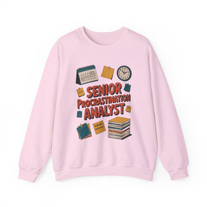 Senior Procrastination Analyst Sweatshirt, Gift for Graduates, Office Humor Apparel, Meme Sweatshirt, Casual Wear, Motivation Humor Apparel