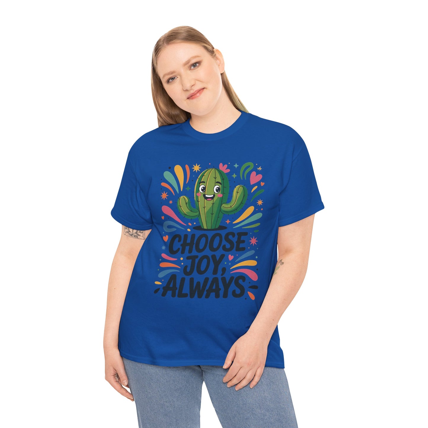 Choose Joy Always Cactus Women's Tee, Women's Casual T-Shirt, Happy Vibes Apparel, Positive Quote Shirt, Joyful Statement Tee