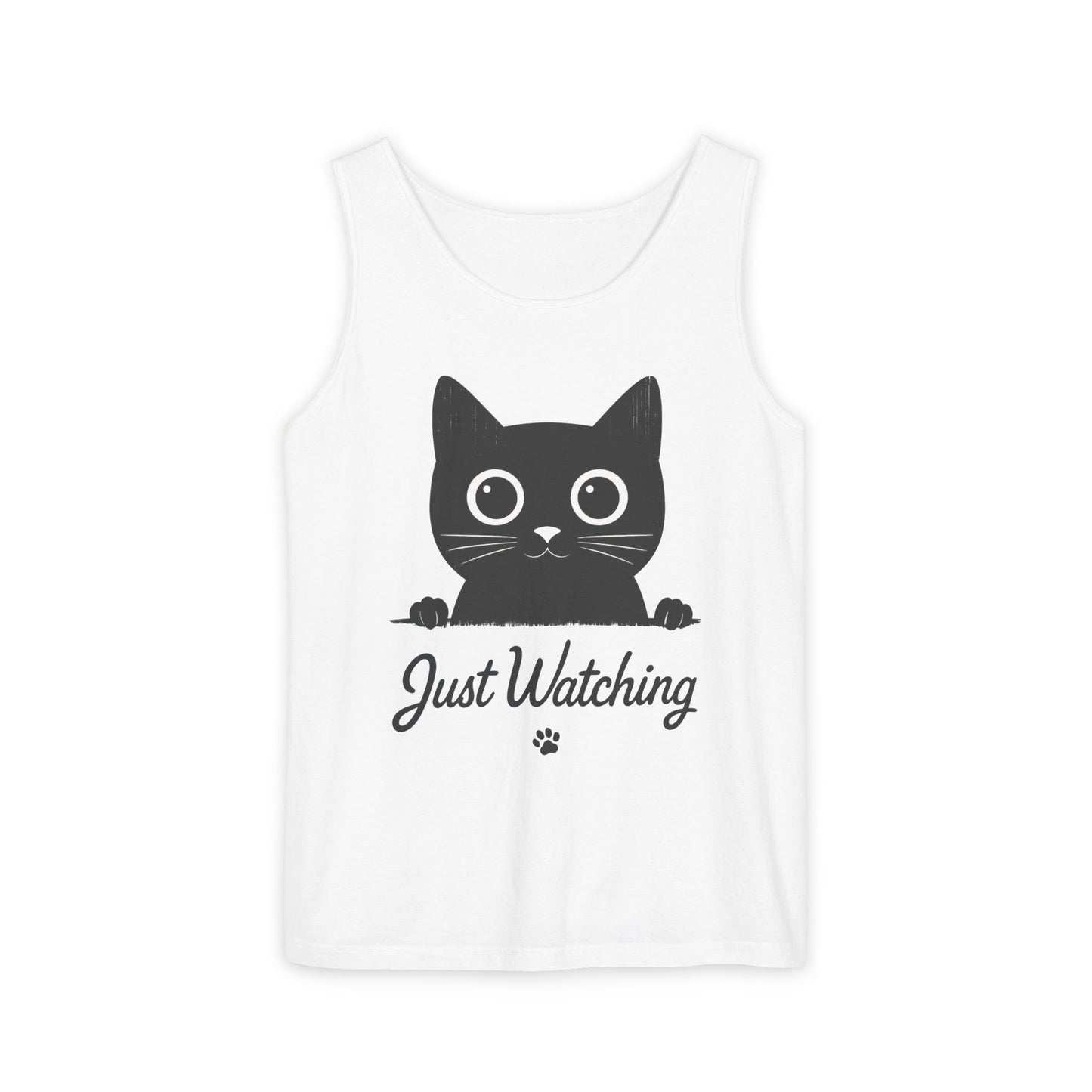 Just Watching Cat Womens Tank Top - Cute Black Kitty Sleeveless Shirt - Funny Summer Cat Lover Gift, Summer Beach Wear, Pet Themed Apparel