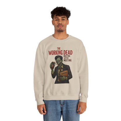 The Working Dead Men's Funny Zombie Sweatshirt, Office Humor Crewneck, Halloween Work Top