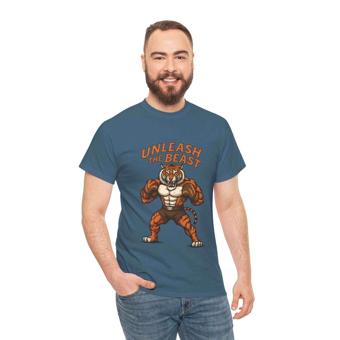 Unleash The Beast Tiger Gym Shirt, Mens Workout T-Shirt, Bodybuilding Motivation Tee, Fitness Muscle Tiger Graphic, Strong Beast Gym Top
