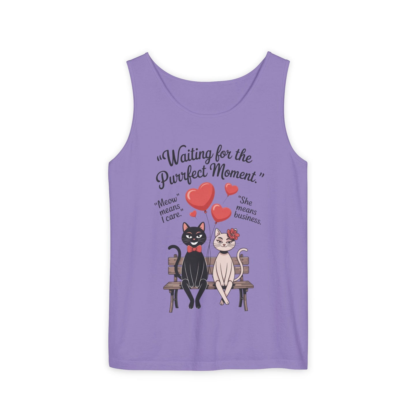 Cute Cat Lovers Tank, Womens Heavy Cotton Tank Top for Pet Owners, Funny Cat Tee, Gift for Cat Lovers, Casual T-Shirt, Animal Art Tee