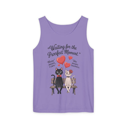 Cute Cat Lovers Tank, Womens Heavy Cotton Tank Top for Pet Owners, Funny Cat Tee, Gift for Cat Lovers, Casual T-Shirt, Animal Art Tee