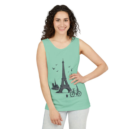 Parisian Dreams Tank Top, Unisex Summer Wear, Graphic Tee, Travel Inspired Apparel, Vacation Outfit, Casual Tank for All Occasions