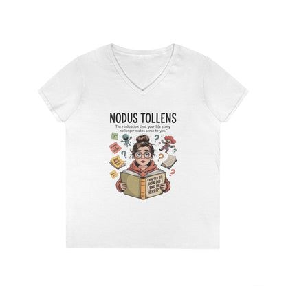 Nodus Tollens V-Neck T-Shirt, Women's Heavy Cotton Shirt, Latin Words, Moods & Modes, Self-Awareness, Quirky Humor Shirt