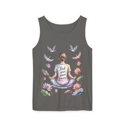 Meditation Floral Womens Tank Top, Find Your Inner Peace, Yoga Apparel, Gift for Mindfulness, Summer Relaxed Wear