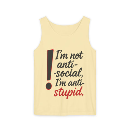 Snarky Anti-Social Mens Tank Top, Funny Summer Apparel, Mens Gift, Beachwear, Humorous Mens Tee, Graphic Tee for Introverts & Thinkers