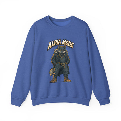 Alpha Mode Wolf Crewneck Sweatshirt, Mens Streetwear Pullover, Hip Hop Savage Wolf Sweater, Alpha Male Graphic Crewneck, Urban Wolf Gift